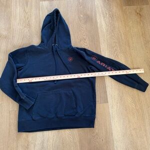 Ariat Logo Hoodie Large Navy Blue and Red Unisex Embroidered Cowboy Farm Horse